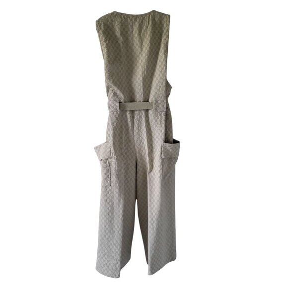 Free People Sage Green  She's A Catch Wide Leg  Sleeveless Jumpsuit -S - Picture 4 of 11